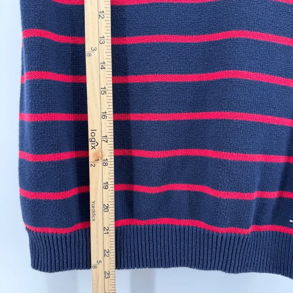 Tommy‎ Hilfiger Women Navy Blue Red Striped Short Sleeve Sweater Top Size SP